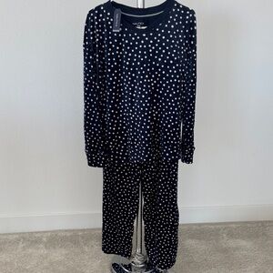 Nautica Women’s Pajama Set - Dark Blue with White/Pink Dots, Medium- NWT